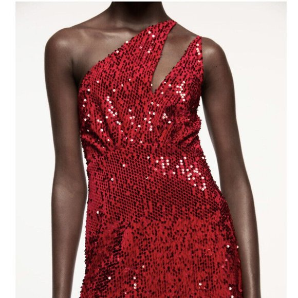 ZARA | Red Sequin Dress - Picture 2 of 7